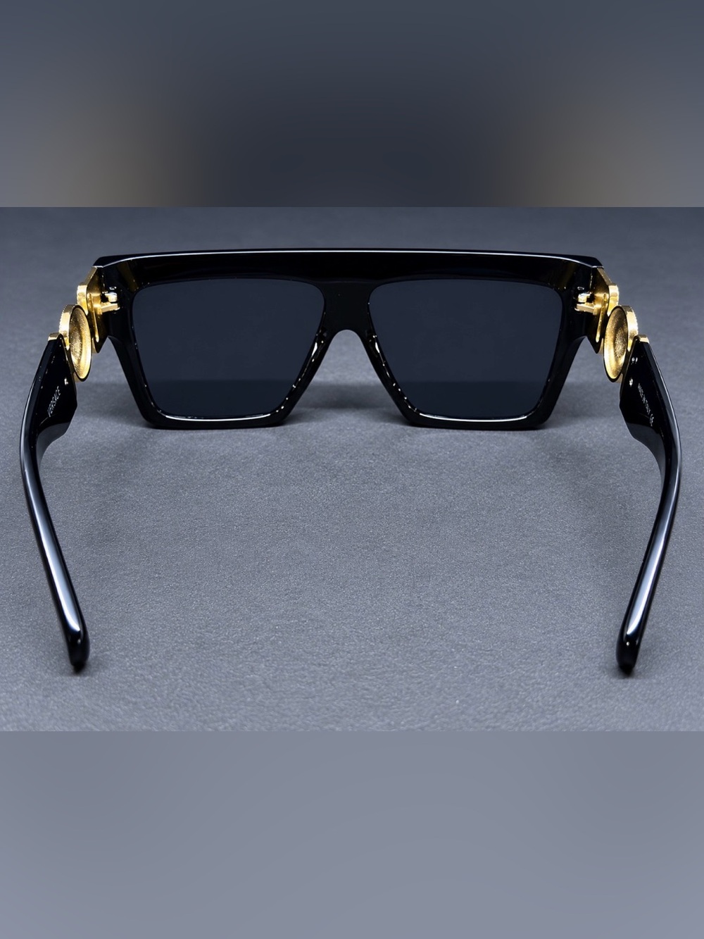 Black and Gold Rectangular Sunglasses